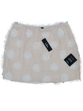Lulu's Charlotte Cream Eyelash Knit Rosette Mini Skirt